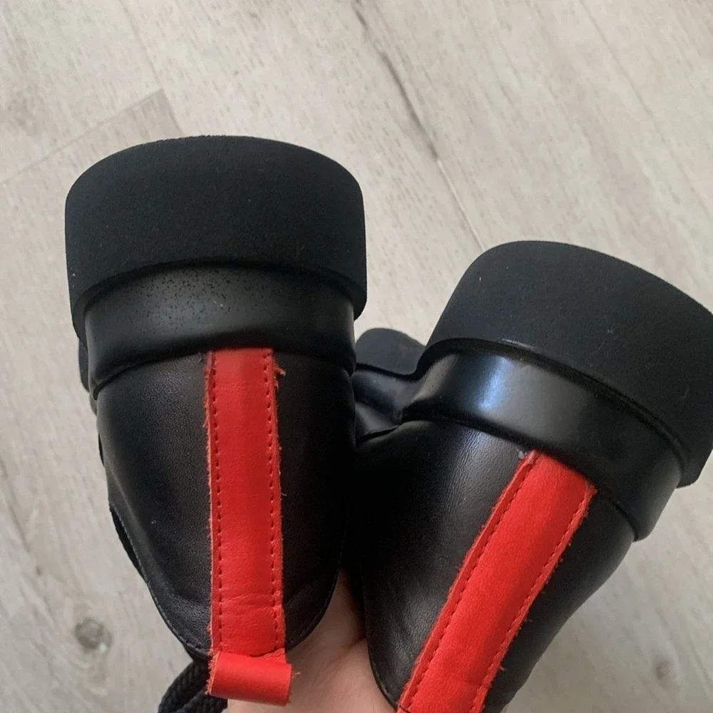 Magza leather wedges black red lace up shoes sneakers chunky‎ y2k size 7